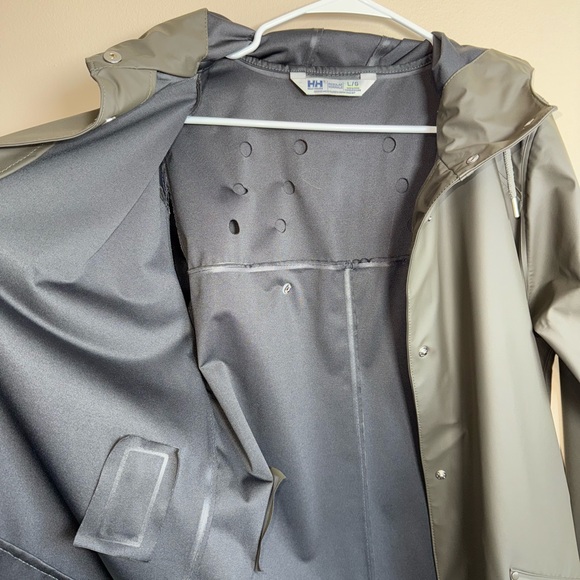 Women's Helly Hansen Women’s Kirkwall ll Dark Grey Green Hooded Raincoat Size L - Picture 10 of 12